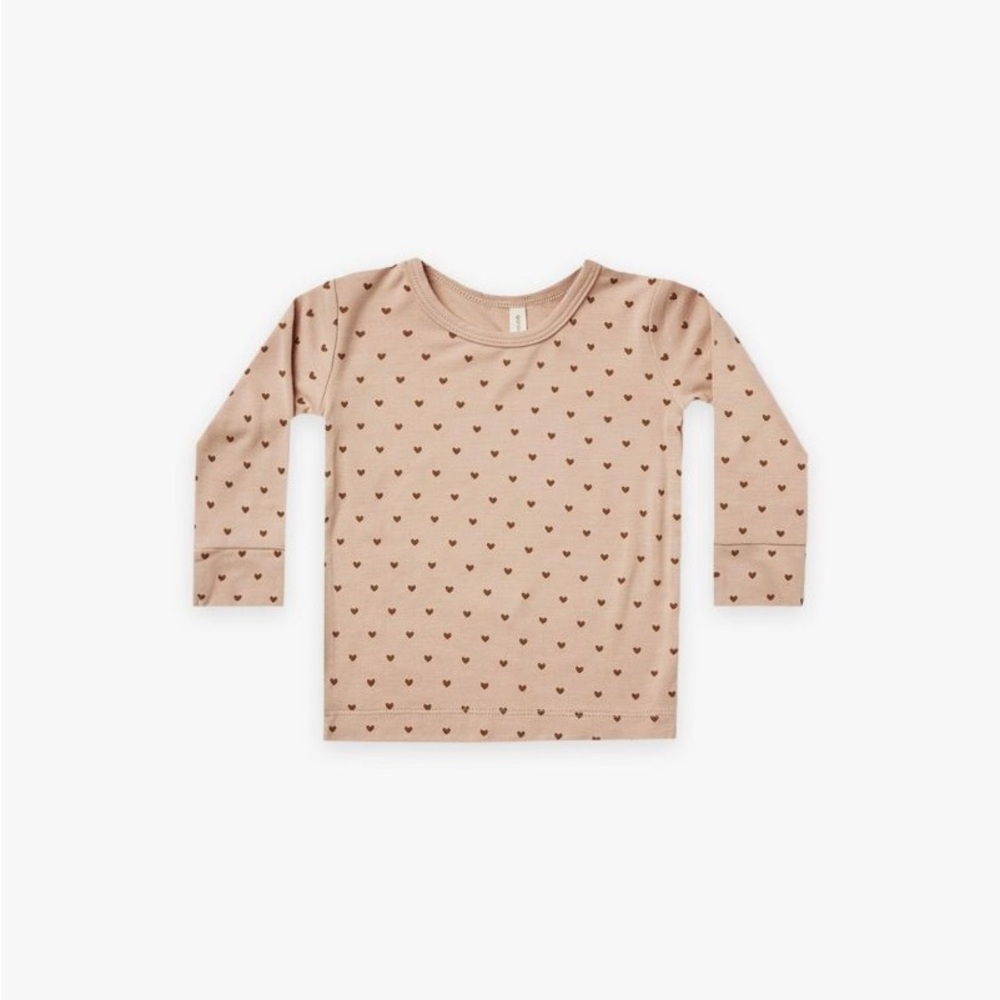Quincy Mae Hearts Bamboo Longsleeve T-Shirt size 2-3